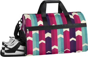 Print Geometry Sports Gym Bag with Wet Pocket & Shoes Compartment Waterproof Workout Duffel Bag for Women and Men Weekender Overnight Duffle Bag Travel Carry-on Tote