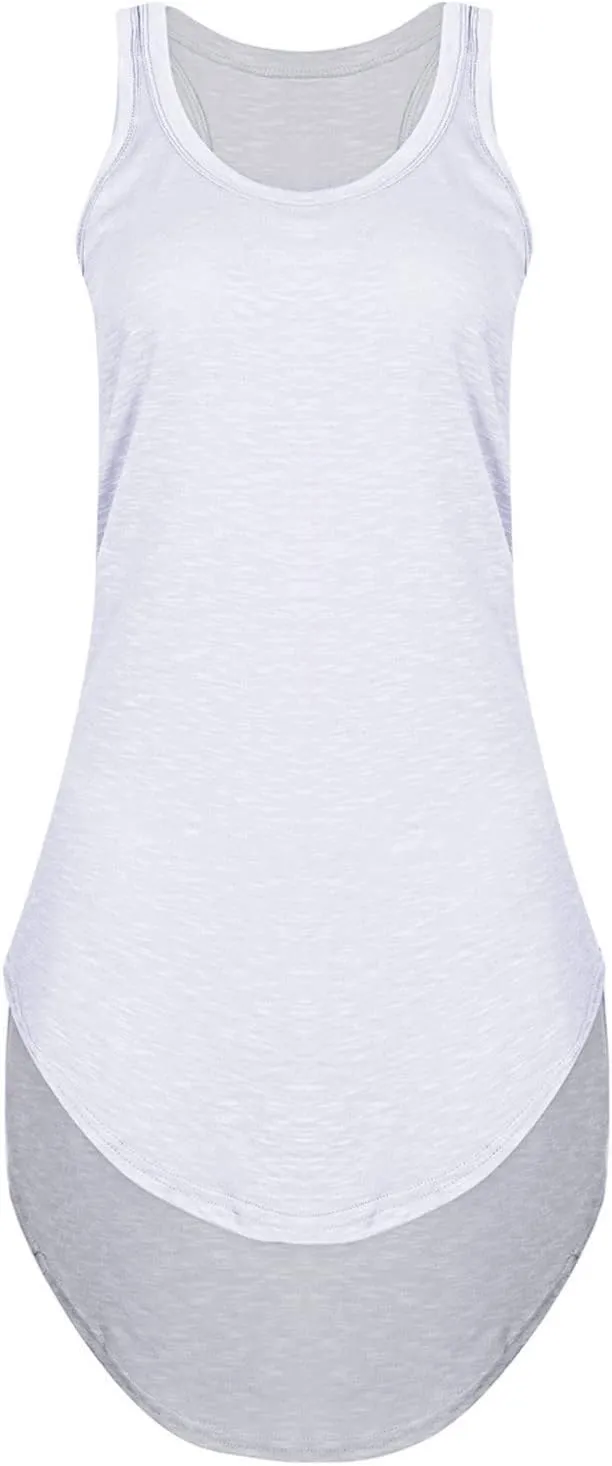 PTOLOCIF Beach Dresses for Women Casual U Neck Sleeveless Mini Dresses Summer Beach Cover ups Swimwear Tank Dress