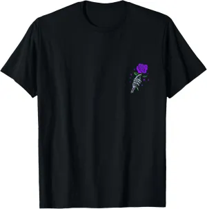 Purple Skeletal Last Rose Purple Color Graphic T-Shirt