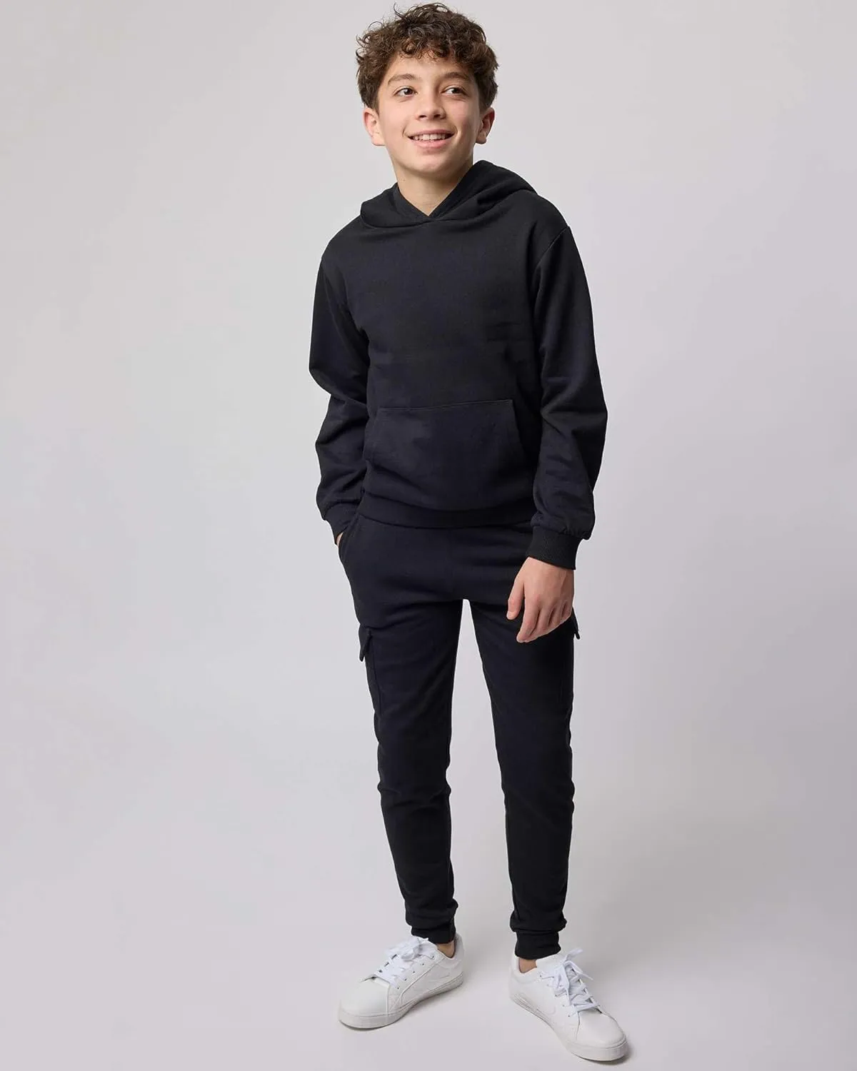 Real Essentials 3 Pack: Boys Fleece Cargo Jogger Sweatpants Athletic Workout Kids Pocket and Drawstring Size 4-18