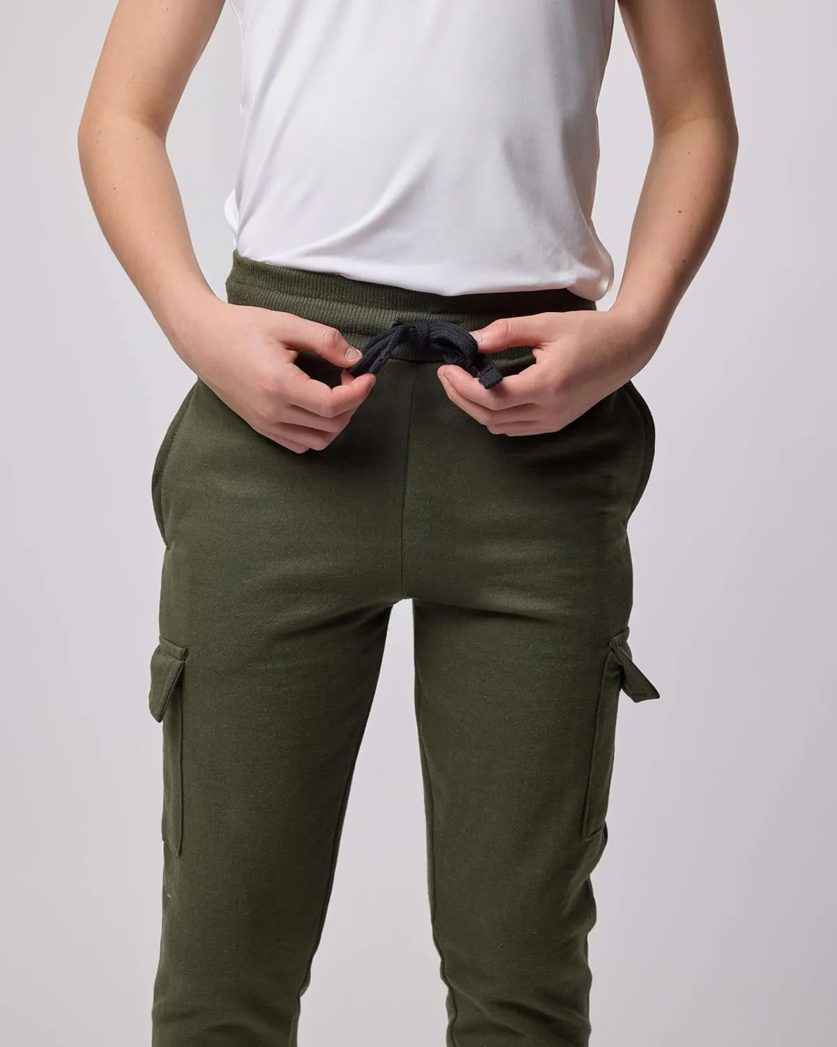Real Essentials 3 Pack: Boys Fleece Cargo Jogger Sweatpants Athletic Workout Kids Pocket and Drawstring Size 4-18