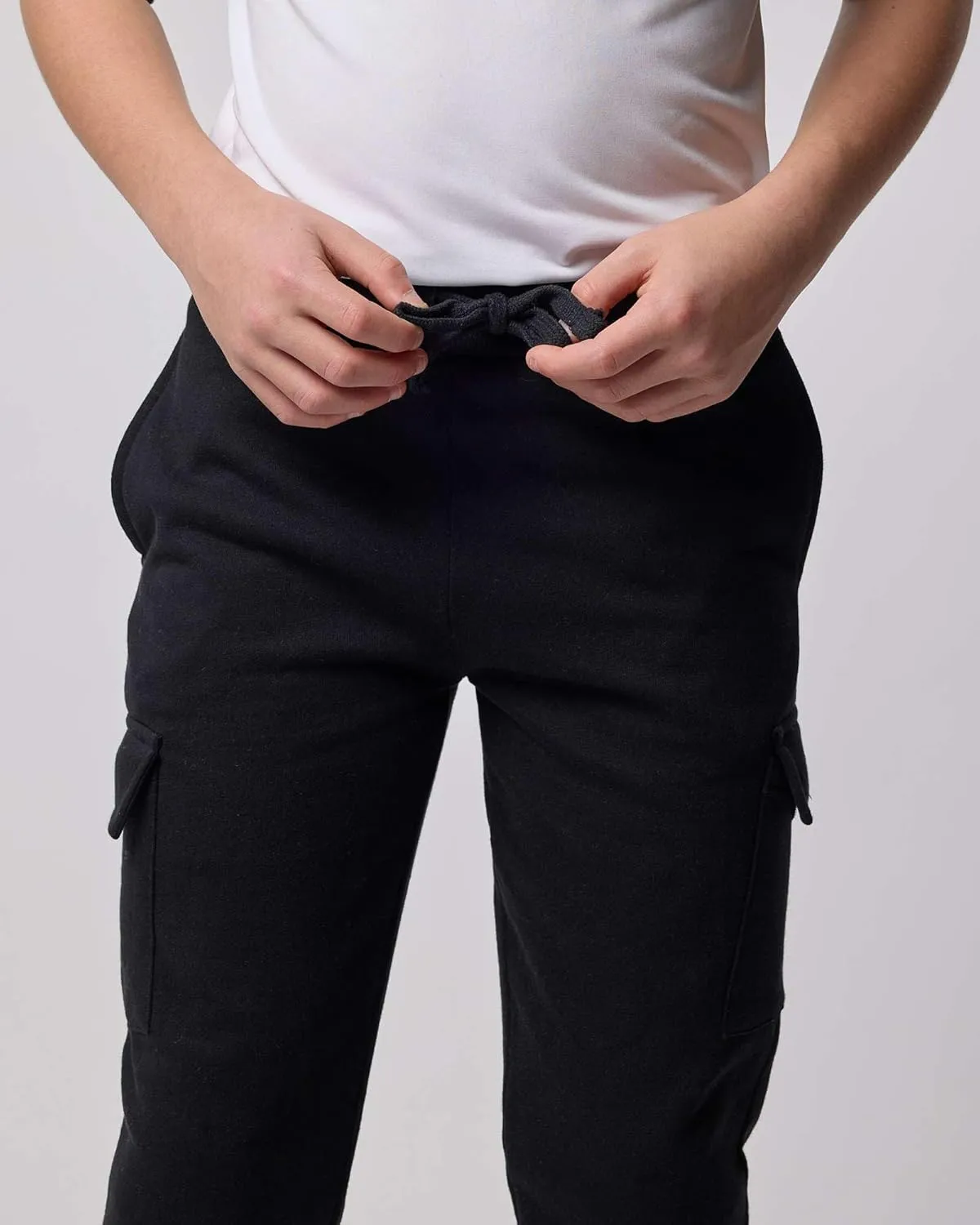 Real Essentials 3 Pack: Boys Fleece Cargo Jogger Sweatpants Athletic Workout Kids Pocket and Drawstring Size 4-18
