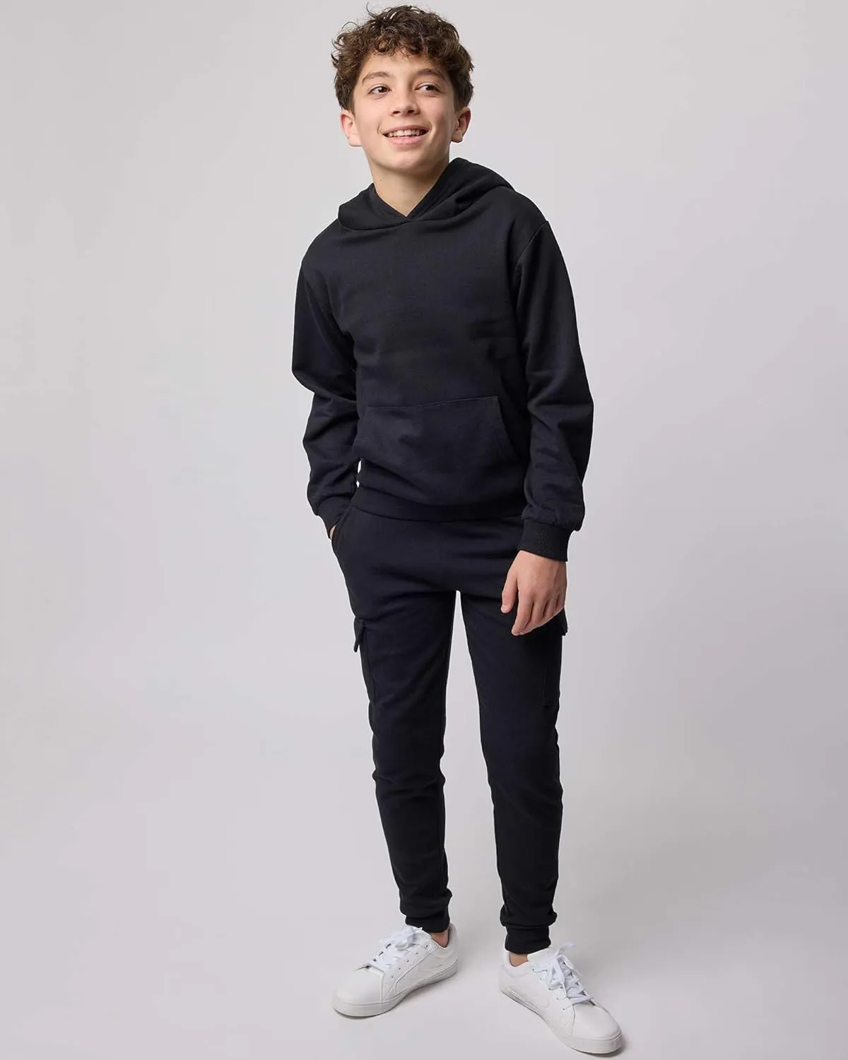 Real Essentials 3 Pack: Boys Fleece Cargo Jogger Sweatpants Athletic Workout Kids Pocket and Drawstring Size 4-18