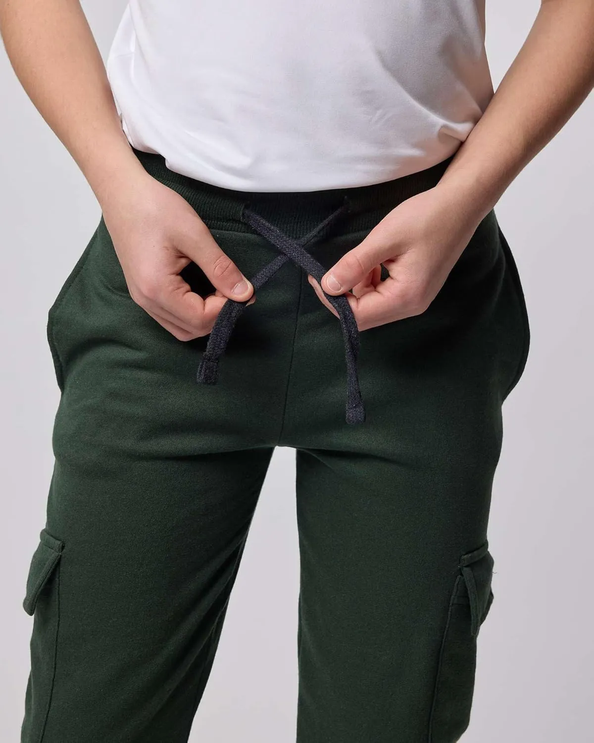 Real Essentials 3 Pack: Boys Fleece Cargo Jogger Sweatpants Athletic Workout Kids Pocket and Drawstring Size 4-18