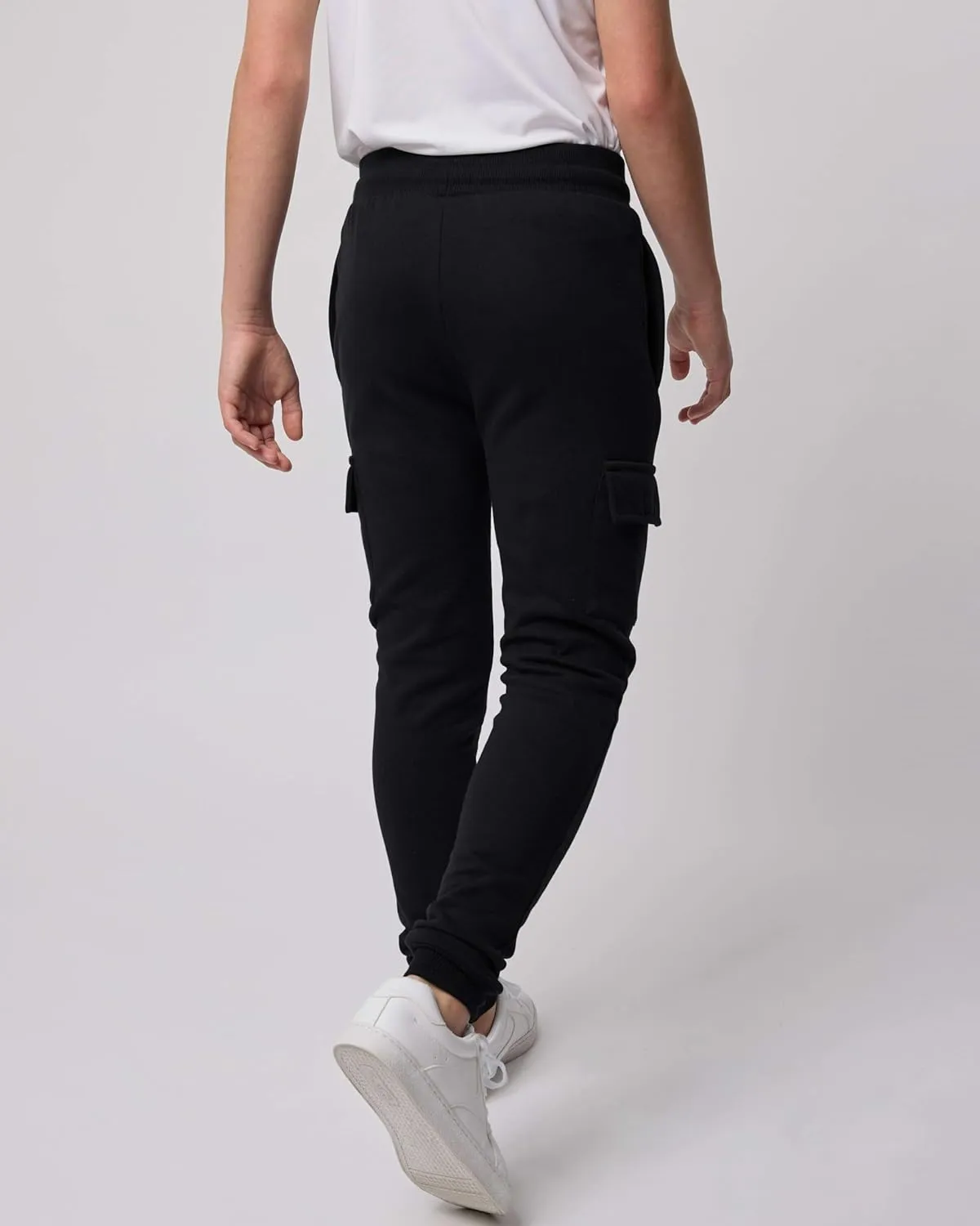 Real Essentials 3 Pack: Boys Fleece Cargo Jogger Sweatpants Athletic Workout Kids Pocket and Drawstring Size 4-18