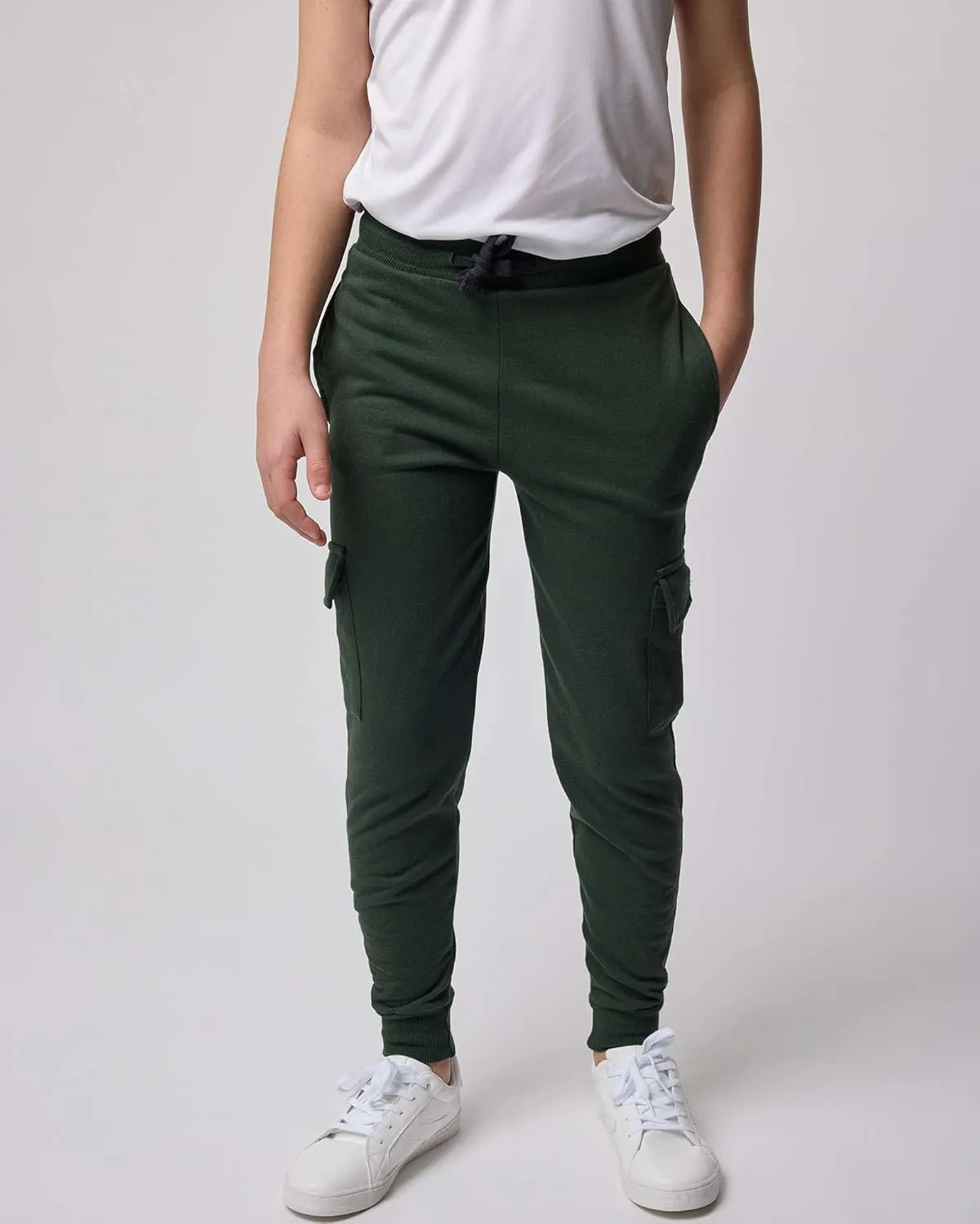 Real Essentials 3 Pack: Boys Fleece Cargo Jogger Sweatpants Athletic Workout Kids Pocket and Drawstring Size 4-18