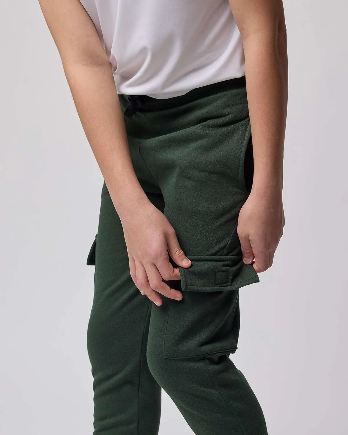 Real Essentials 3 Pack: Boys Fleece Cargo Jogger Sweatpants Athletic Workout Kids Pocket and Drawstring Size 4-18