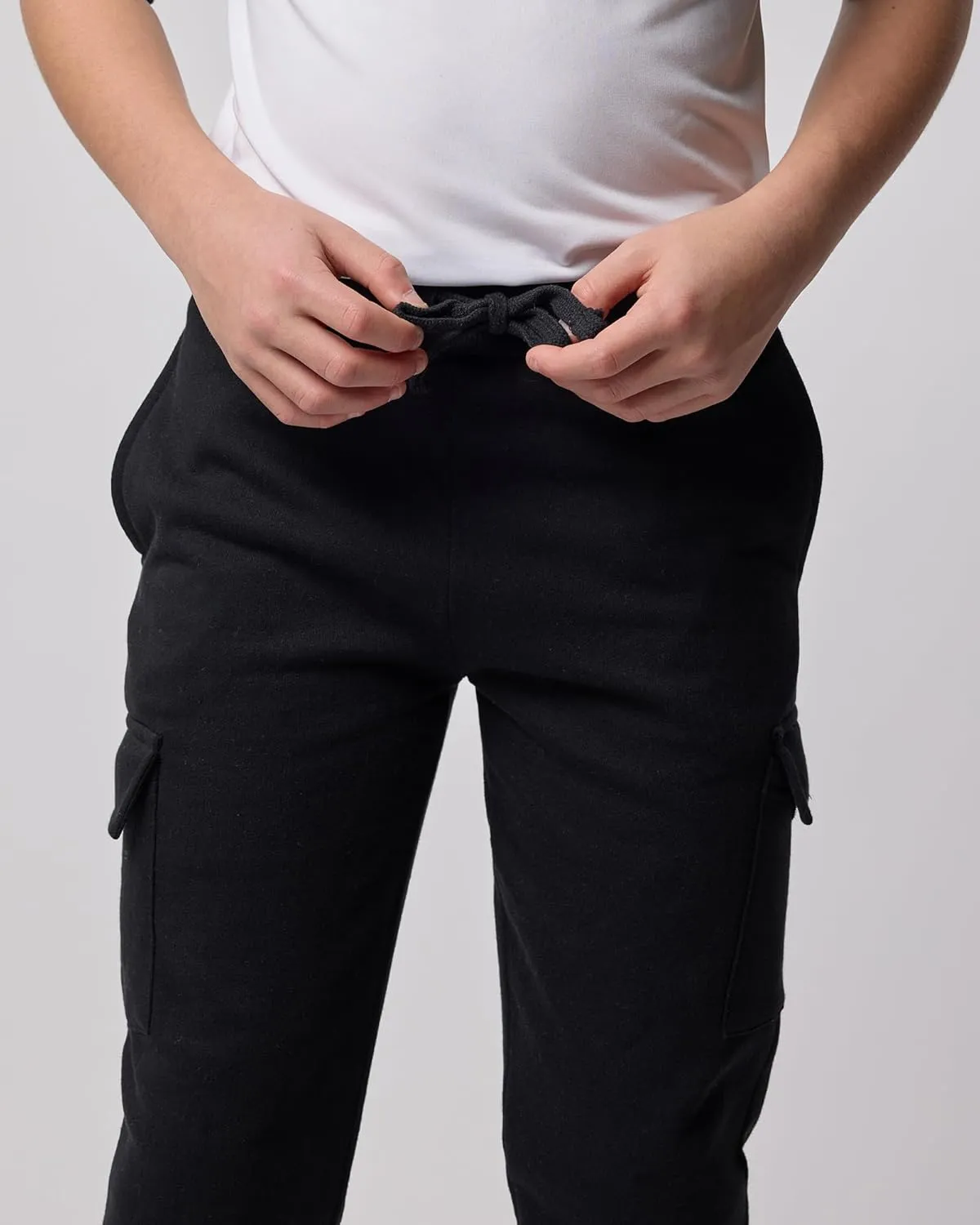 Real Essentials 3 Pack: Boys Fleece Cargo Jogger Sweatpants Athletic Workout Kids Pocket and Drawstring Size 4-18