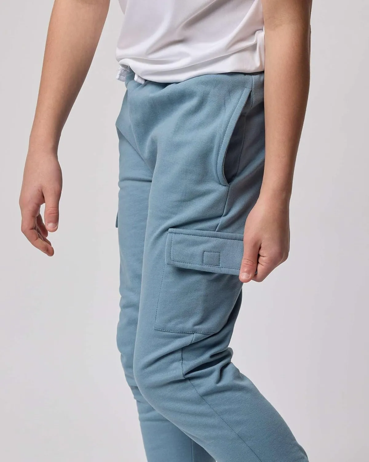 Real Essentials 3 Pack: Boys Fleece Cargo Jogger Sweatpants Athletic Workout Kids Pocket and Drawstring Size 4-18