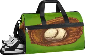 Retro Baseball Sports Gym Bag with Wet Pocket & Shoes Compartment Waterproof Workout Duffel Bag for Women and Men Weekender Overnight Duffle Bag Travel Carry-on Tote