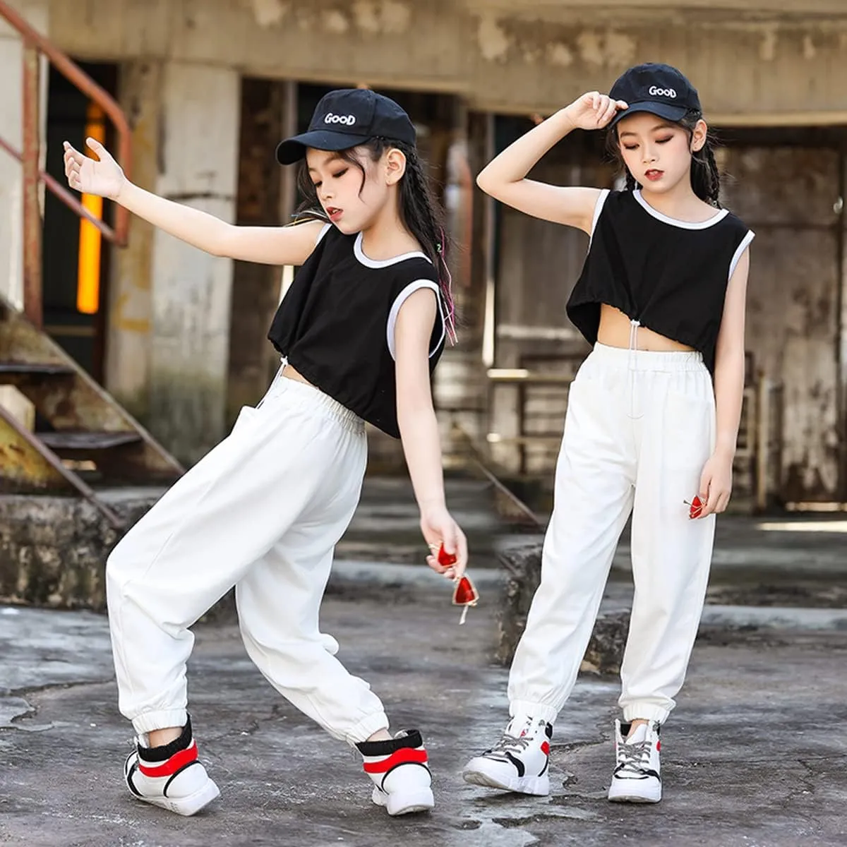 Rolanko Girls' Jogger Pants Active Kids Sweatpants with Pocket Hip Hop Streetwear Trousers 4-14 Years