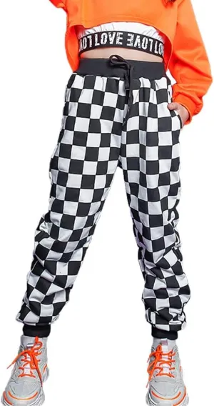 Rolanko Girls' Jogger Pants Active Kids Sweatpants with Pocket Hip Hop Streetwear Trousers 4-14 Years