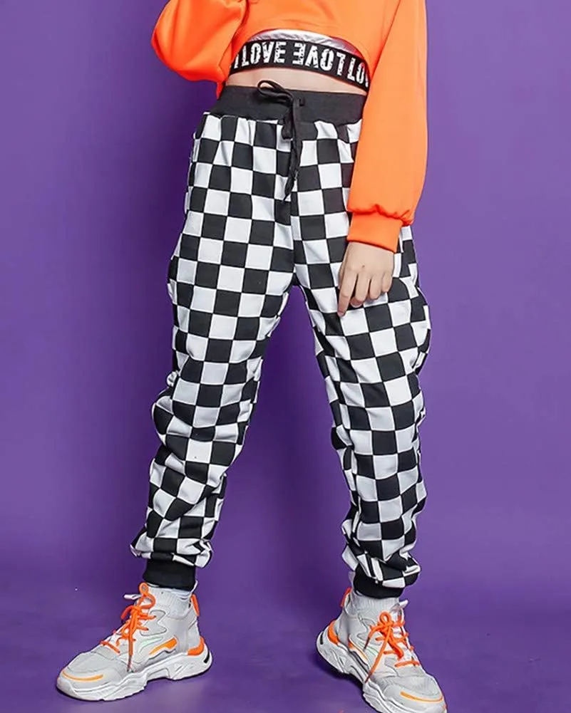 Rolanko Girls' Jogger Pants Active Kids Sweatpants with Pocket Hip Hop Streetwear Trousers 4-14 Years