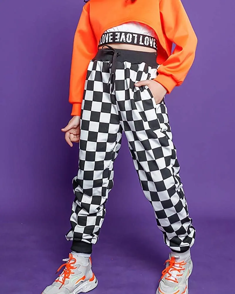 Rolanko Girls' Jogger Pants Active Kids Sweatpants with Pocket Hip Hop Streetwear Trousers 4-14 Years