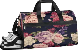 Rose Sports Gym Bag with Wet Pocket & Shoes Compartment Waterproof Workout Duffel Bag for Women and Men Weekender Overnight Duffle Bag Travel Carry-on Tote