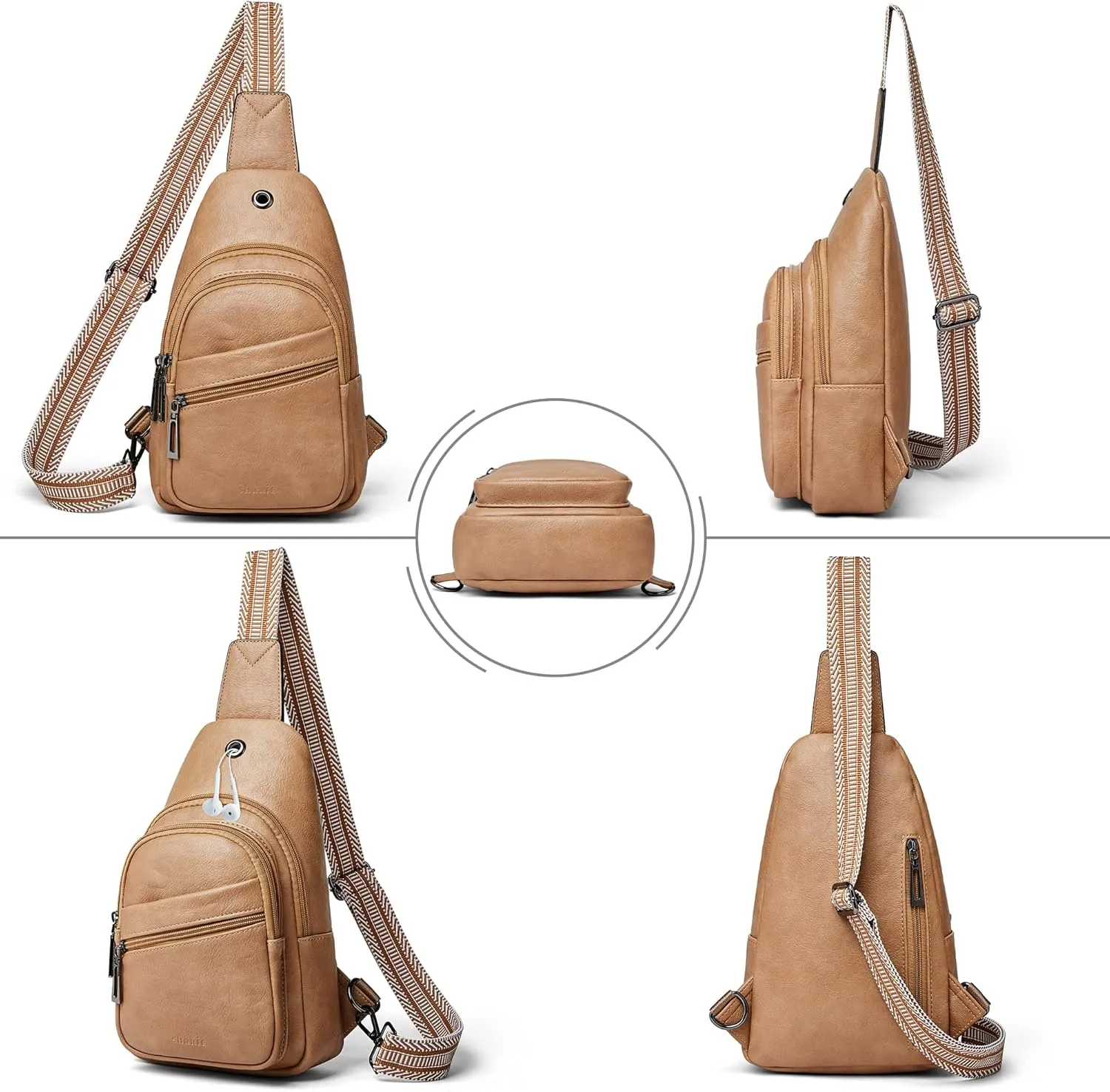 Shrrie Vegan Leather Crossbody Sling Bag - Women's Small Travel Fanny Pack for Daily Use