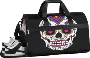 Skeleton Bone Theme Sports Gym Bag with Wet Pocket & Shoes Compartment Waterproof Workout Duffel Bag for Women and Men Weekender Overnight Duffle Bag Travel Carry-on Tote