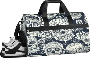 Skeleton Style Sports Gym Bag with Wet Pocket & Shoes Compartment Waterproof Workout Duffel Bag for Women and Men Weekender Overnight Duffle Bag Travel Carry-on Tote
