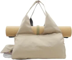Small Gym Bag for Women with Shoe Compartment & Wet Pocket Sports Travel Duffel Bag,Yoga Gym Totes With Mat Holder,Waterproof Carry On Weekender Overnight Bag (Khaki)