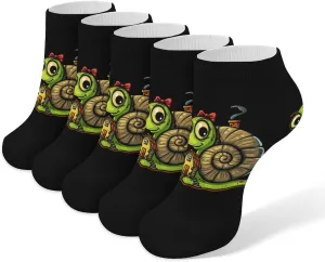 Snail with Shell House 5 Pairs Low Cut Ankle Socks for Men Women Athletic Running Socks No Show Breathable