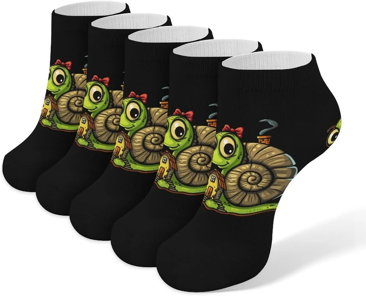 Snail with Shell House 5 Pairs Low Cut Ankle Socks for Men Women Athletic Running Socks No Show Breathable