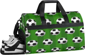 Soccer Field Sports Gym Bag with Wet Pocket & Shoes Compartment Waterproof Workout Duffel Bag for Women and Men Weekender Overnight Duffle Bag Travel Carry-on Tote