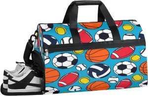 Sports Ball Sports Gym Bag with Wet Pocket & Shoes Compartment Waterproof Workout Duffel Bag for Women and Men Weekender Overnight Duffle Bag Travel Carry-on Tote