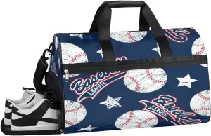 Sports Baseball Sports Gym Bag with Wet Pocket & Shoes Compartment Waterproof Workout Duffel Bag for Women and Men Weekender Overnight Duffle Bag Travel Carry-on Tote