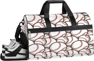 Sports Baseball Theme Sports Gym Bag with Wet Pocket & Shoes Compartment Waterproof Workout Duffel Bag for Women and Men Weekender Overnight Duffle Bag Travel Carry-on Tote