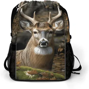 Sports Belt Pocket,Camouflage Deer Drawstring Backpack,drawstring Bag,travel Drawstring Backpack with Side Pocket