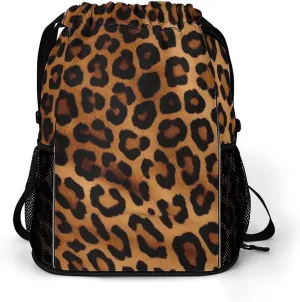 Sports Belt Pocket,Cool Cheetah Leopard Drawstring Backpack,drawstring Bag,travel Drawstring Backpack with Side Pocket