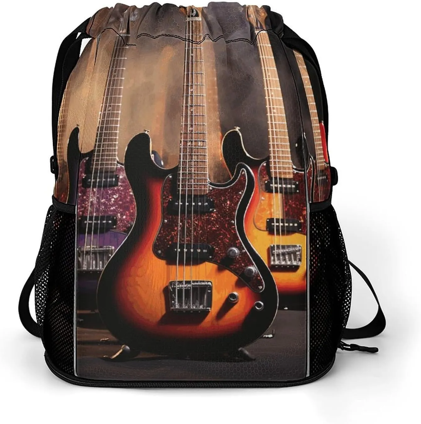 Sports Belt Pocket,Cool Electric Guitar Drawstring Backpack,drawstring Bag,travel Drawstring Backpack with Side Pocket