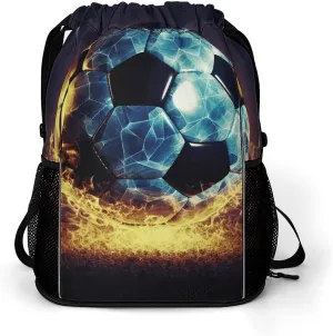 Sports Belt Pocket,Cool Soccer Ball Drawstring Backpack,drawstring Bag,travel Drawstring Backpack with Side Pocket