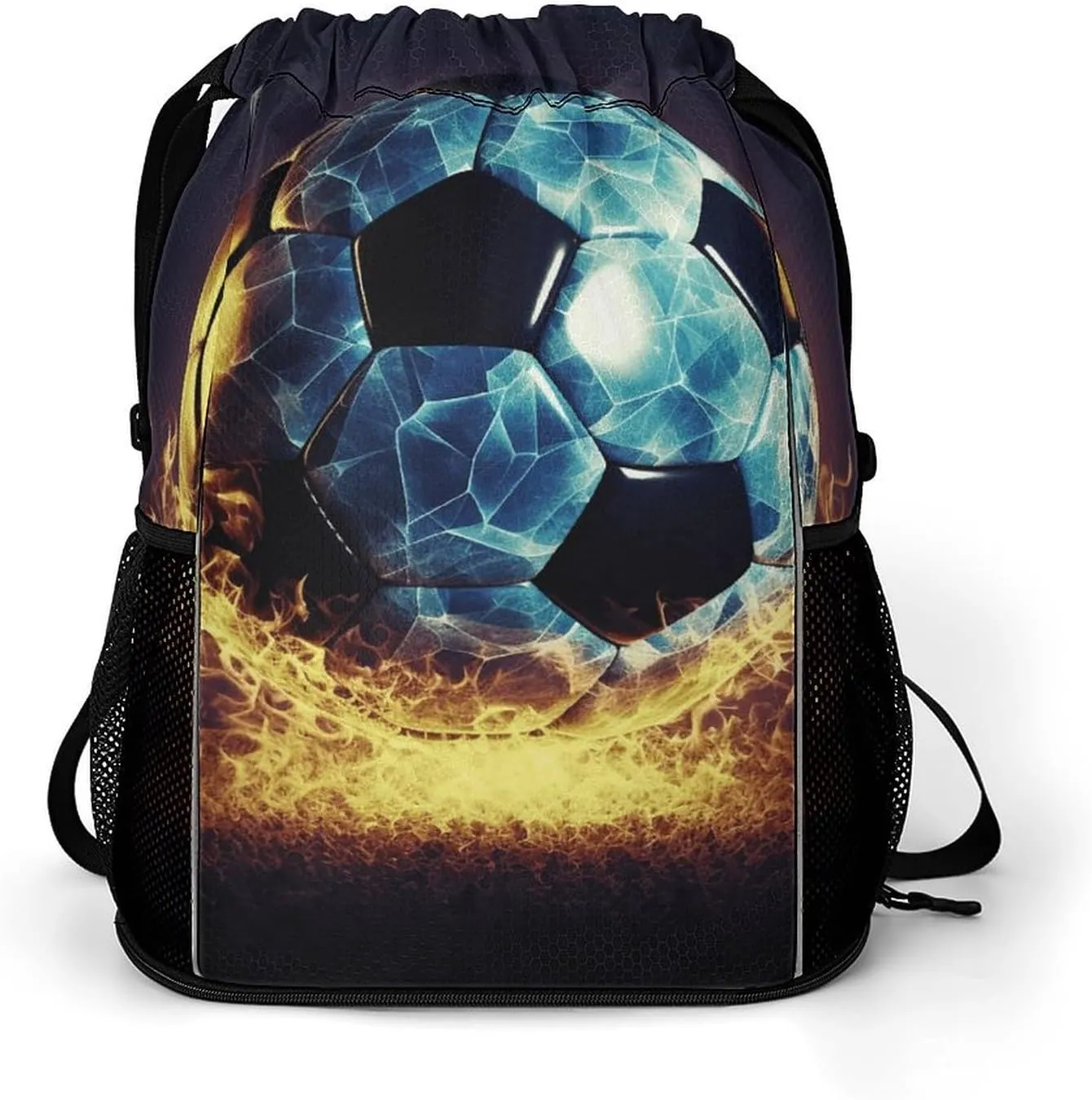 Sports Belt Pocket,Cool Soccer Ball Drawstring Backpack,drawstring Bag,travel Drawstring Backpack with Side Pocket