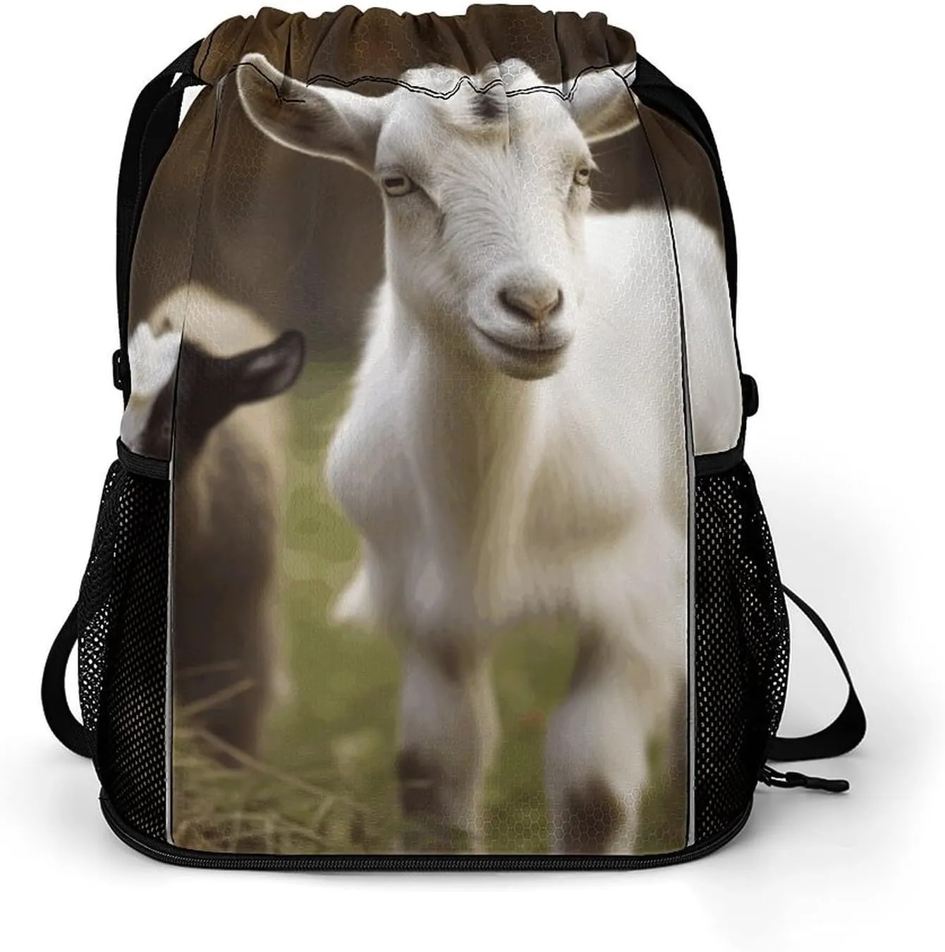 Sports Belt Pocket,Cute Goat Drawstring Backpack,drawstring Bag,travel Drawstring Backpack with Side Pocket