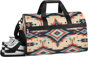 Sports Gym Bag Women Men with Wet Pocket & Shoes Compartment, Seamless Sadu Woven Pattern Travel Duffel Bag, Workout Dance Bag Tote Bags, Carry On Weekender