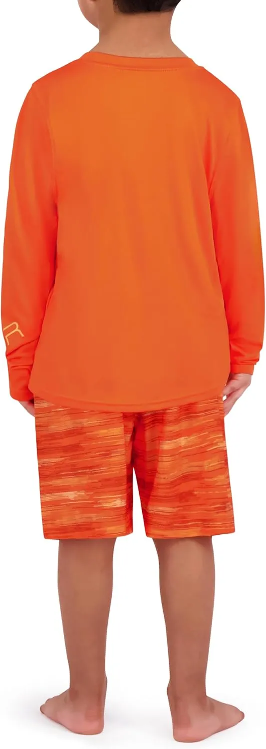 Spyder Kid's Swimwear Boys' Rash Guard UPF 30 , Quick-Dry Trunks, 2-Piece Swim Set, Brief Liner, Pockets