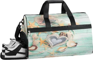 Starfish Design Sports Gym Bag with Wet Pocket & Shoes Compartment Waterproof Workout Duffel Bag for Women and Men Weekender Overnight Duffle Bag Travel Carry-on Tote