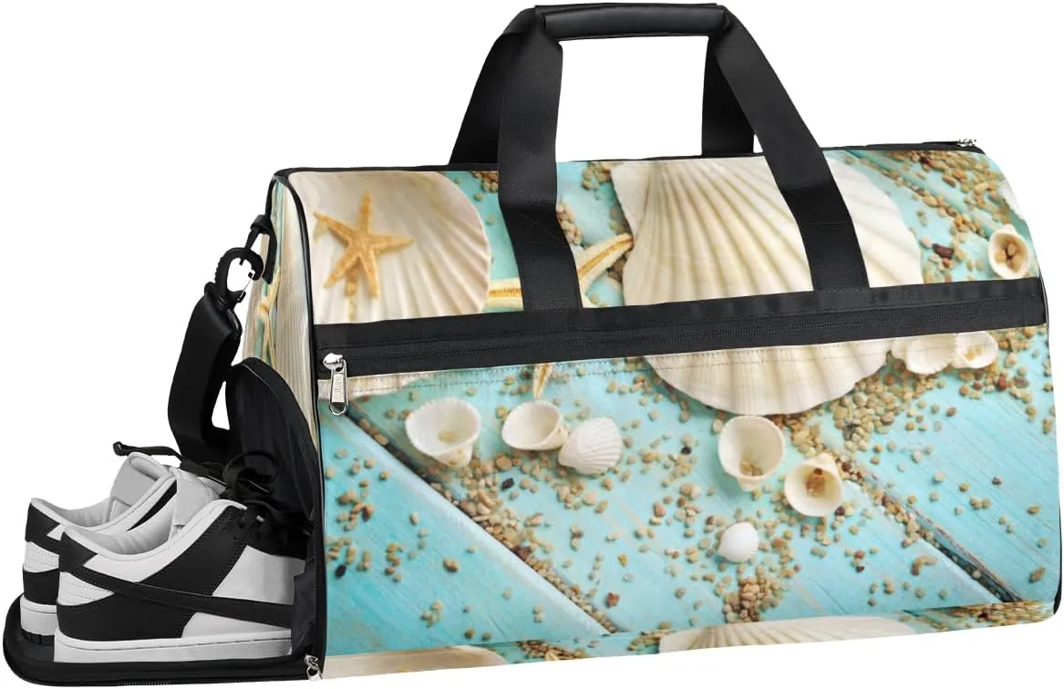 Starfish Ocean Sports Gym Bag with Wet Pocket & Shoes Compartment Waterproof Workout Duffel Bag for Women and Men Weekender Overnight Duffle Bag Travel Carry-on Tote