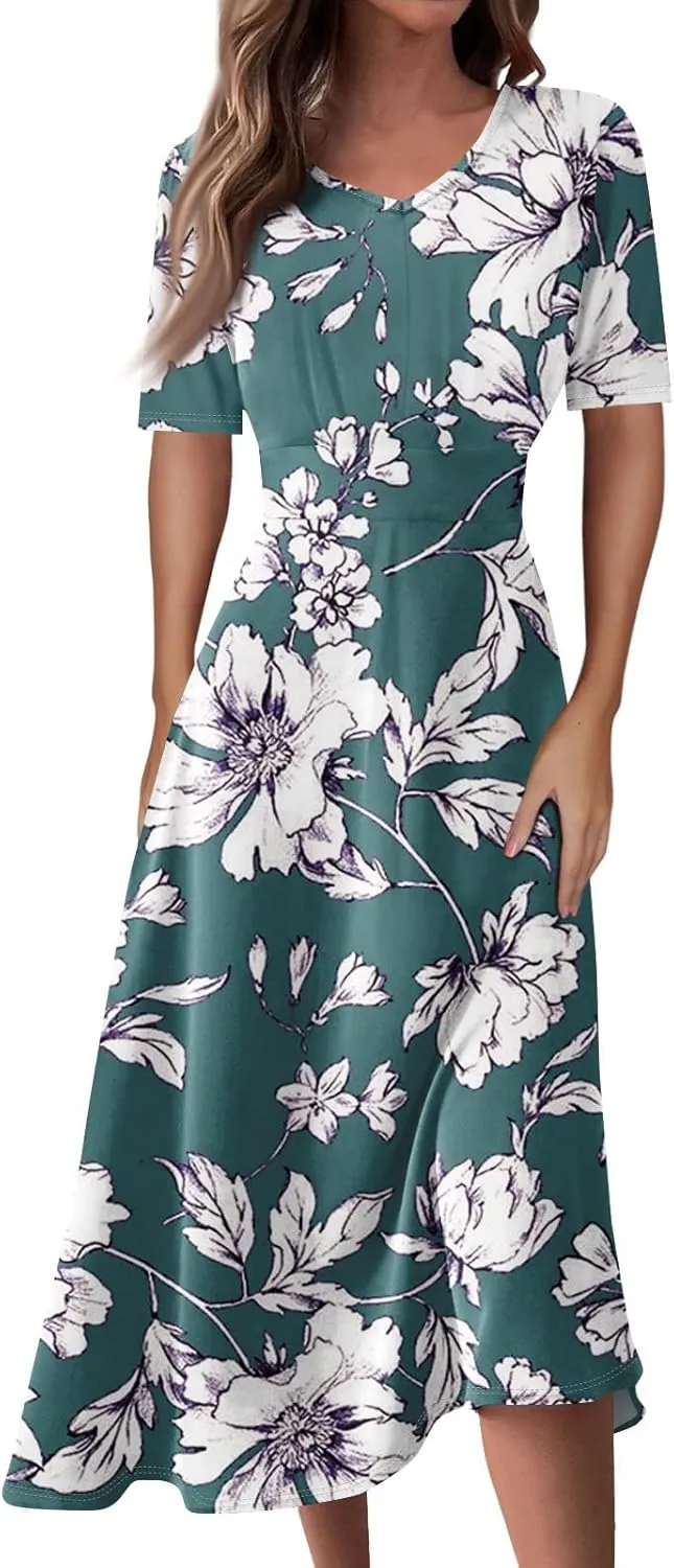 Summer Dresses for Women 2025 Spring Summer Maxi Dresses for Women Casual Short Sleeve Flowy