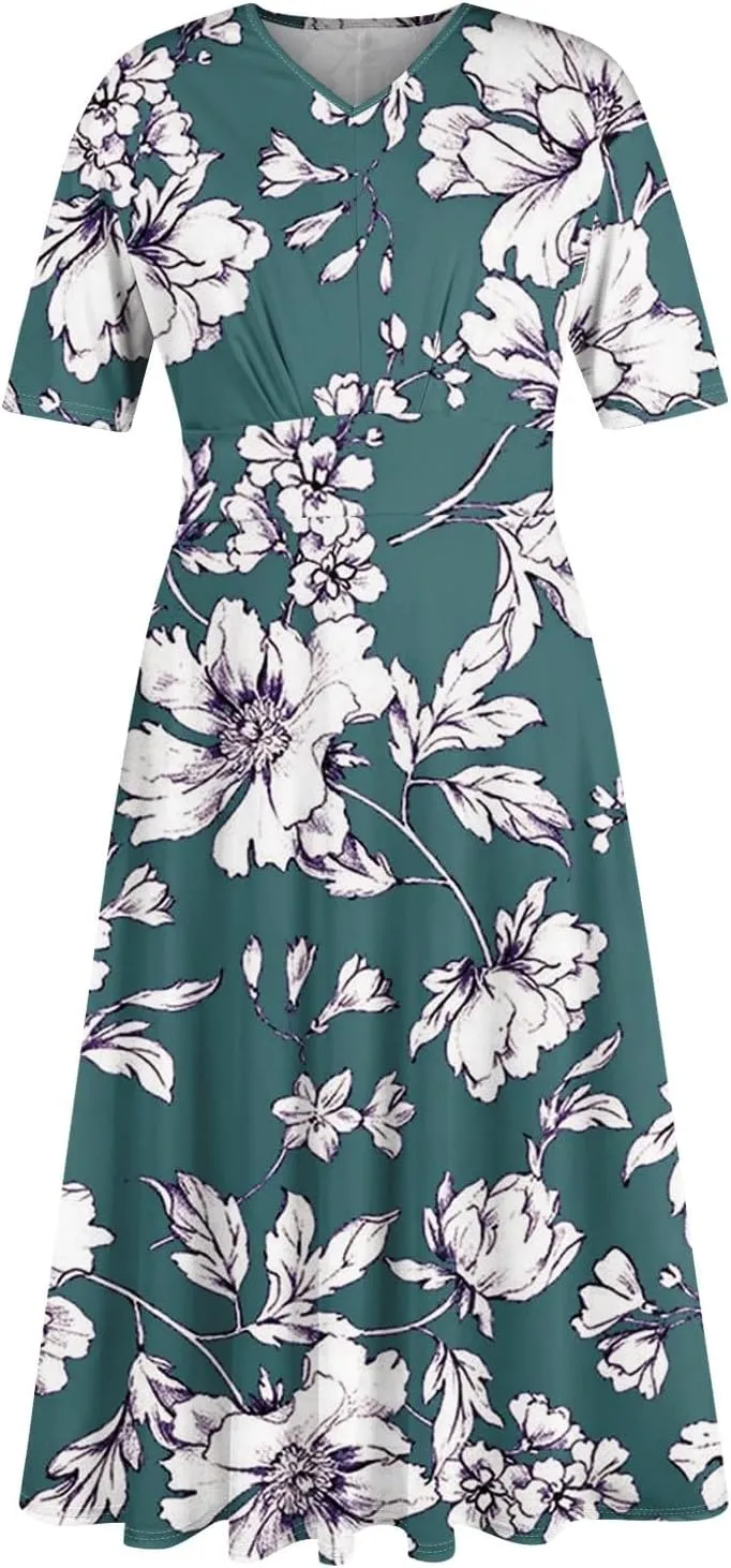 Summer Dresses for Women 2025 Spring Summer Maxi Dresses for Women Casual Short Sleeve Flowy