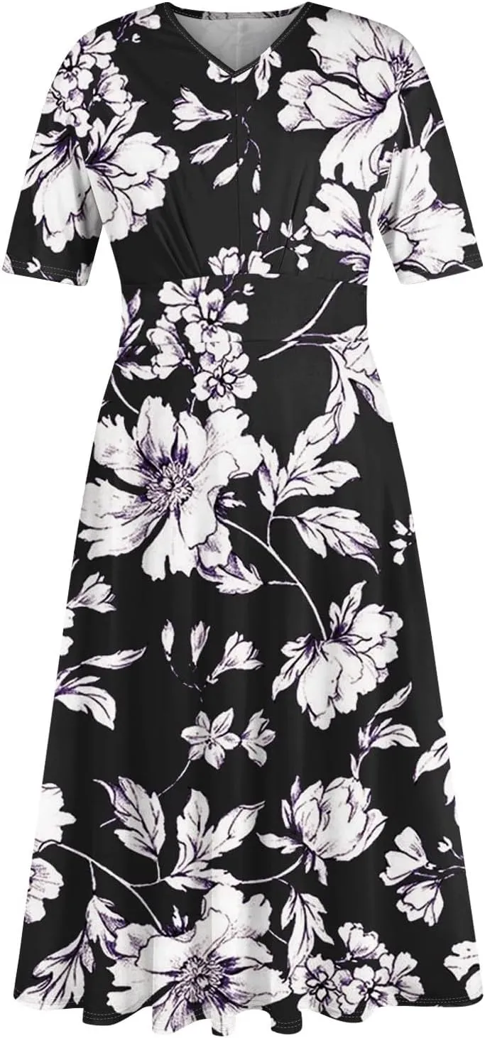 Summer Dresses for Women 2025 Spring Summer Maxi Dresses for Women Casual Short Sleeve Flowy