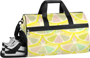 Summer Fruit Lemon Sports Gym Bag with Wet Pocket & Shoes Compartment Waterproof Workout Duffel Bag for Women and Men Weekender Overnight Duffle Bag Travel Carry-on Tote