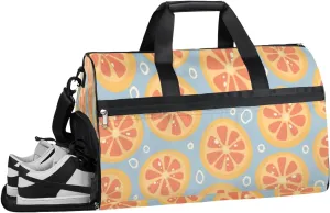 Summer Fruit Oranges Sports Gym Bag with Wet Pocket & Shoes Compartment Waterproof Workout Duffel Bag for Women and Men Weekender Overnight Duffle Bag Travel Carry-on Tote