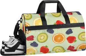 Summer Fruits Theme Sports Gym Bag with Wet Pocket & Shoes Compartment Waterproof Workout Duffel Bag for Women and Men Weekender Overnight Duffle Bag Travel Carry-on Tote