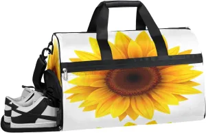 Sunflower Plant Pattern Sports Gym Bag with Wet Pocket & Shoes Compartment Waterproof Workout Duffel Bag for Women and Men Weekender Overnight Duffle Bag Travel Carry-on Tote