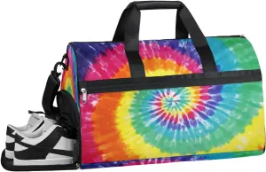 Sunflower Tie Dye Sports Gym Bag with Wet Pocket & Shoes Compartment Waterproof Workout Duffel Bag for Women and Men Weekender Overnight Duffle Bag Travel Carry-on Tote