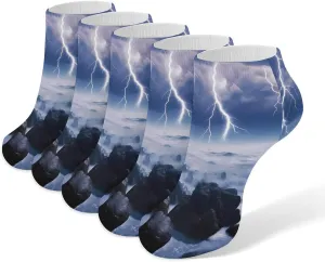 Thunder Storms Over Sea 5 Pairs Low Cut Ankle Socks for Men Women Athletic Running Socks No Show Breathable