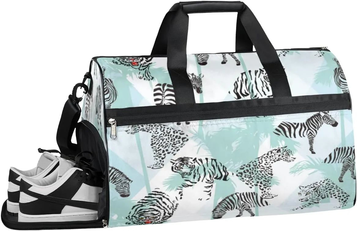 Tiger Design Sports Gym Bag with Wet Pocket & Shoes Compartment Waterproof Workout Duffel Bag for Women and Men Weekender Overnight Duffle Bag Travel Carry-on Tote