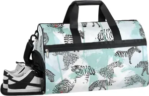 Tiger Design Sports Gym Bag with Wet Pocket & Shoes Compartment Waterproof Workout Duffel Bag for Women and Men Weekender Overnight Duffle Bag Travel Carry-on Tote